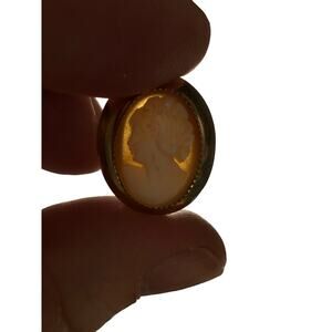 Vintage AMCO 14K Gold Overlay Genuine Shell Cameo Screwback Earrings w/ Box